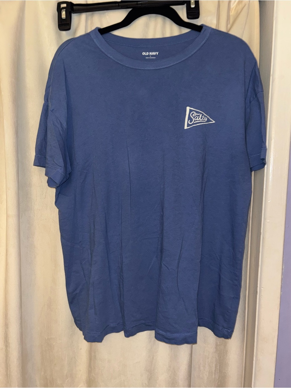 Old Navy Blue Short-Sleeve Crewneck with 'Salty' Pennant Graphic
